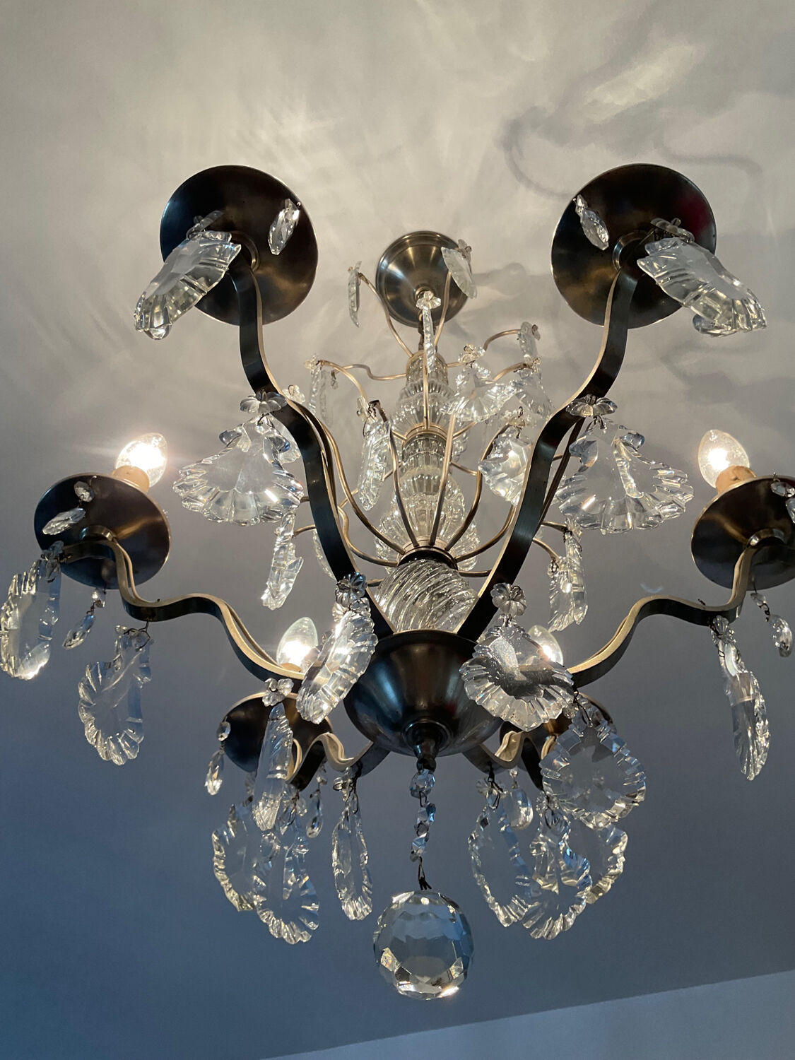 Girandole chandelier with crystal drops from the 60s and 70s