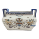 Planter, cache pot, Gien earthenware, rich decoration, Italian Renaissance, winged angel, antique decoration