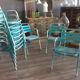 Lot de 10 fauteuils bistrot en aluminium bleu turquoise