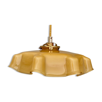 Vintage lampshade pendant lamp in ochre opaline