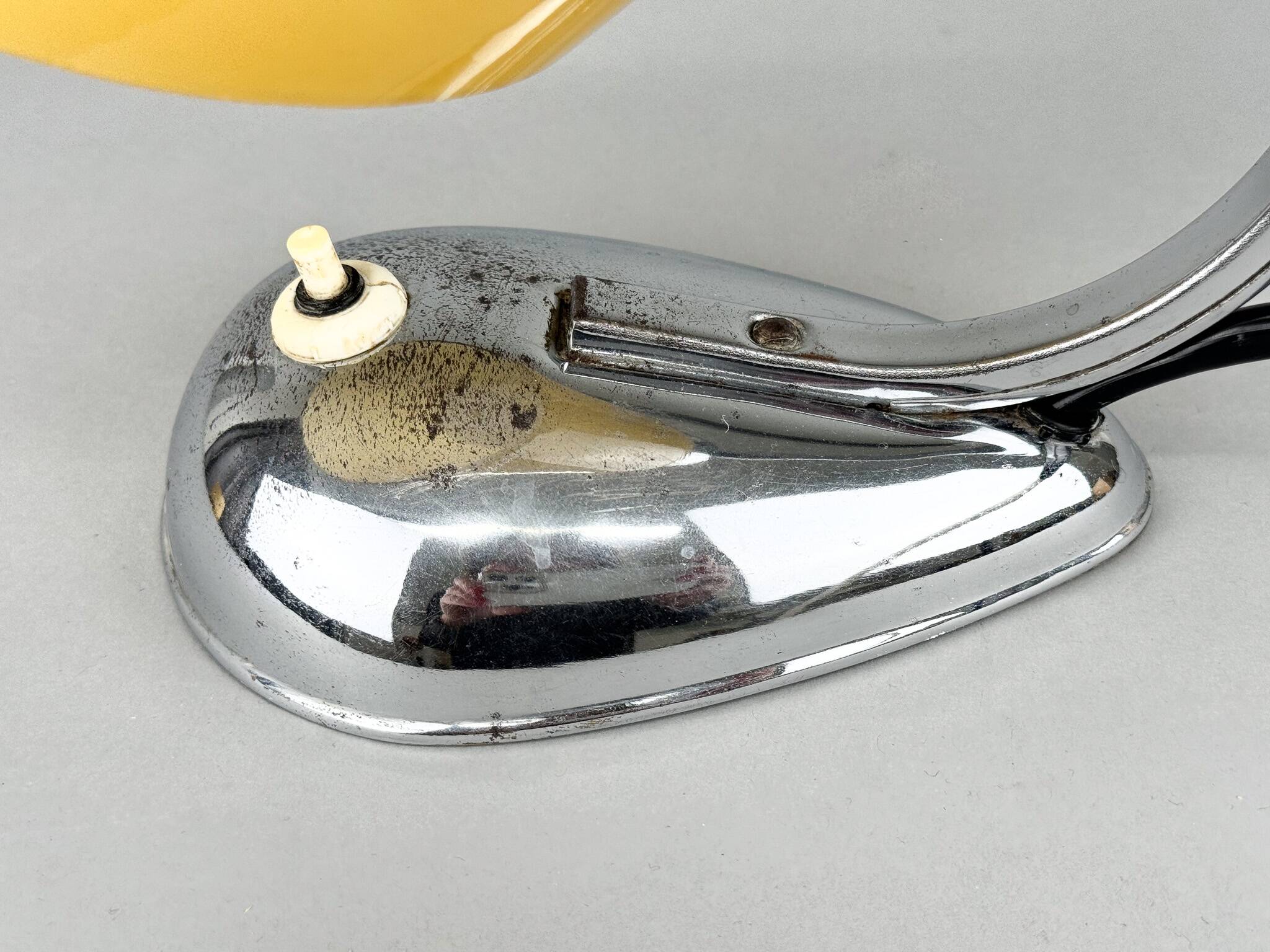 1950s chrome and opaline glass table lamp