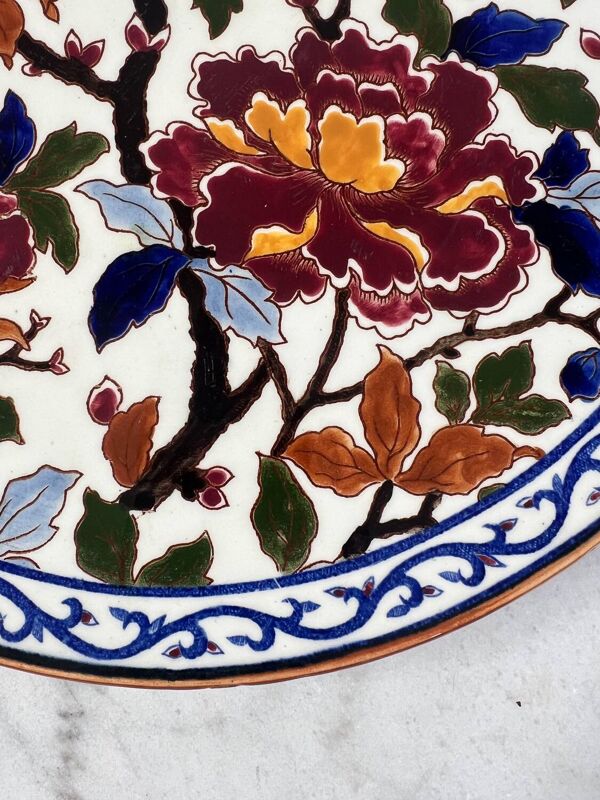 Grande assiette gien décoré à la main