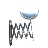Chrome bathroom mirror, magnifying and extendable accordion, vintage