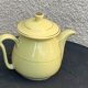 Teapot, yellow earthenware coffee maker and vintage gold edging