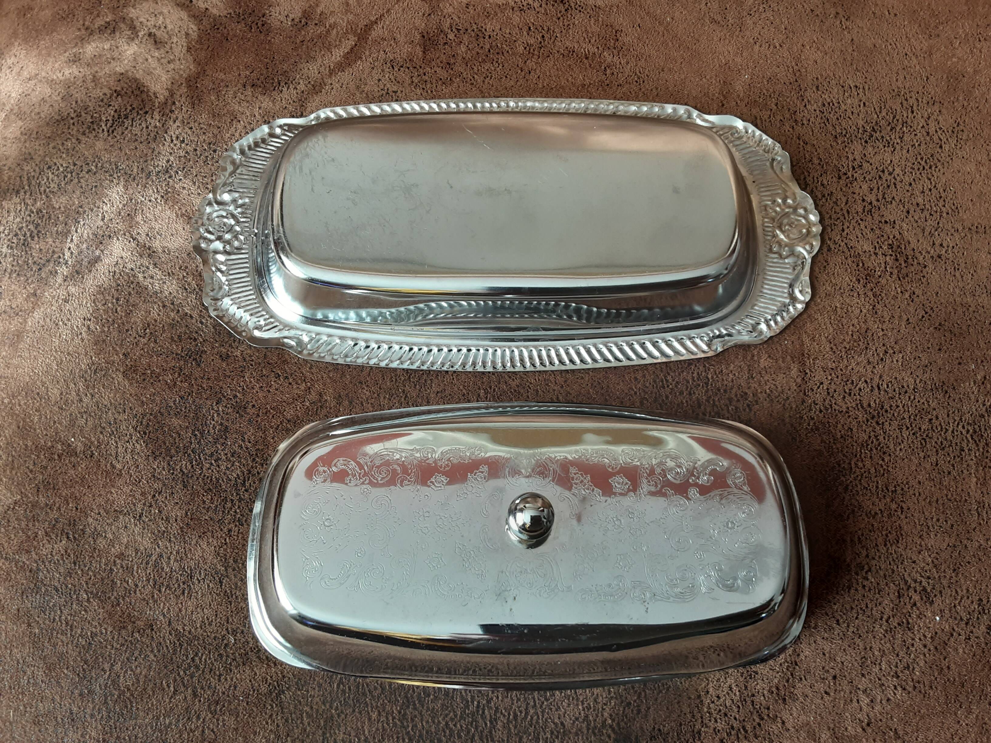 Vintage metal butter dish