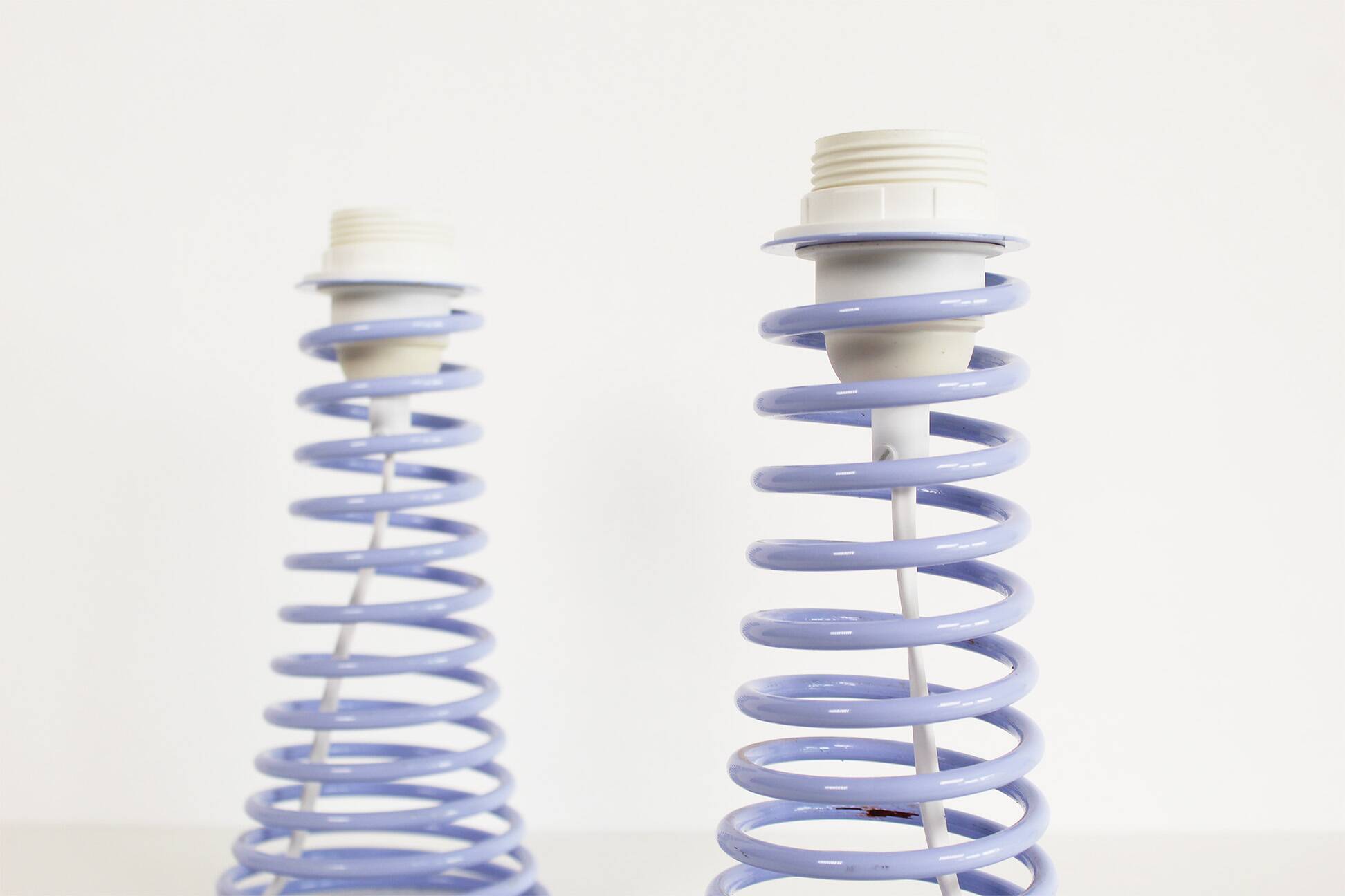 Playful set (2) of vintage 'spring' table lamps