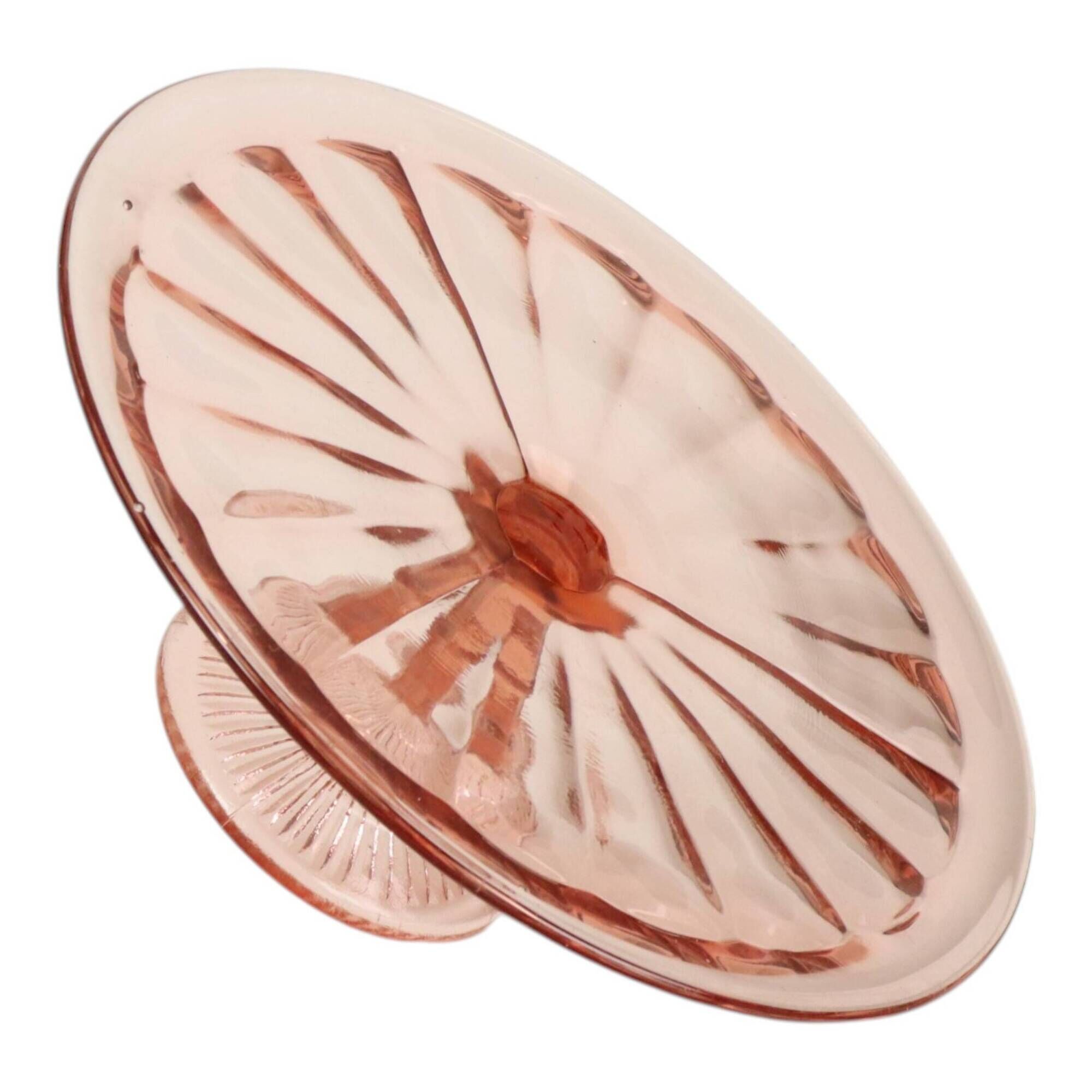 Pink Art Deco Cake Platter / Pastry Dish – Depression Glass