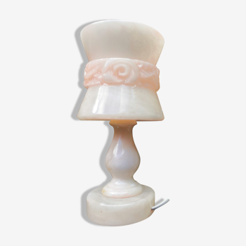 Bedside lamp in alabaster or vintage pink onyx