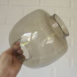 Vintage Copper Pendant Light Amber Glass Mid Century Modern Ceiling Lanter