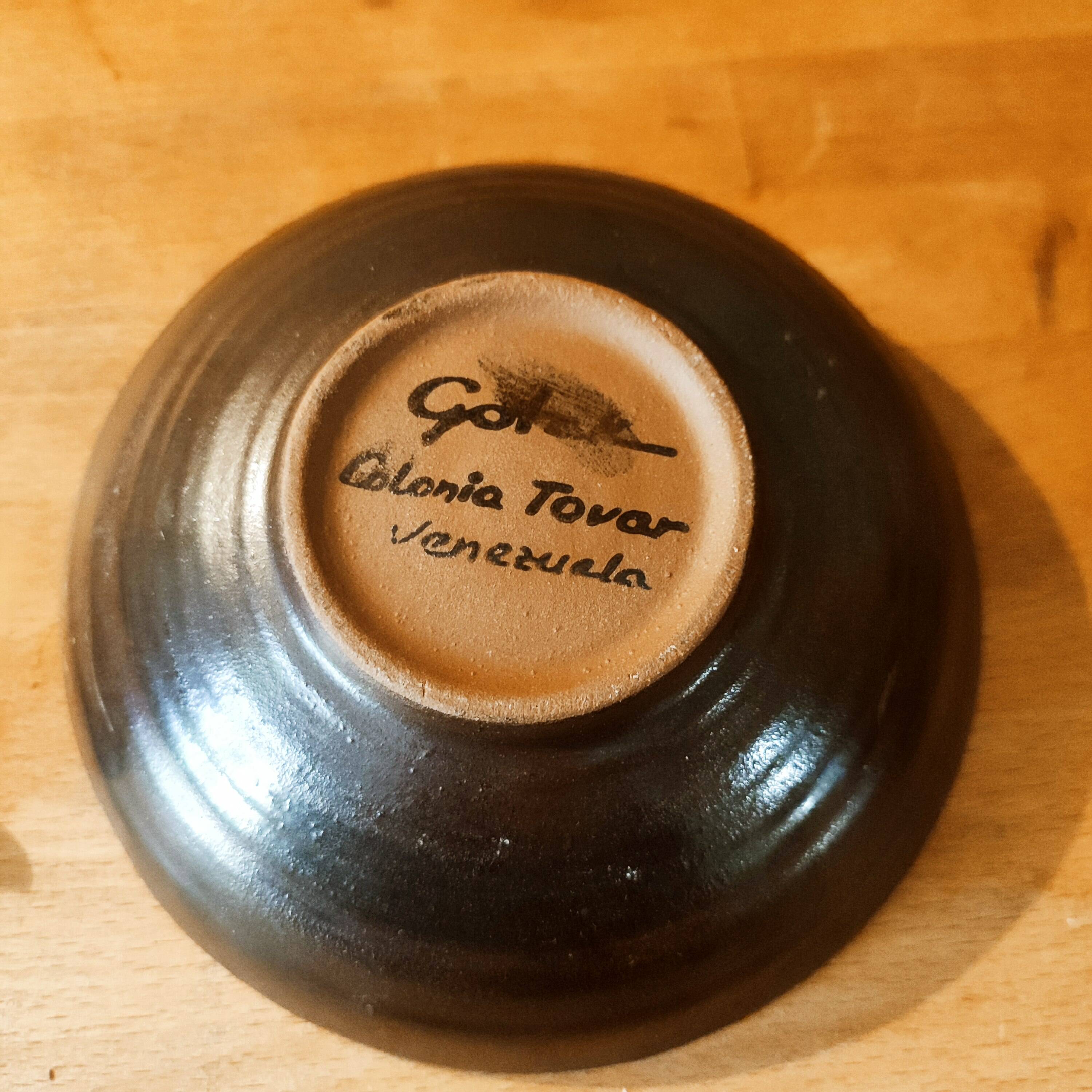 Handmade stoneware flower frog