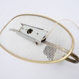 1950s wall lamp in perforated metal, brass and opaline