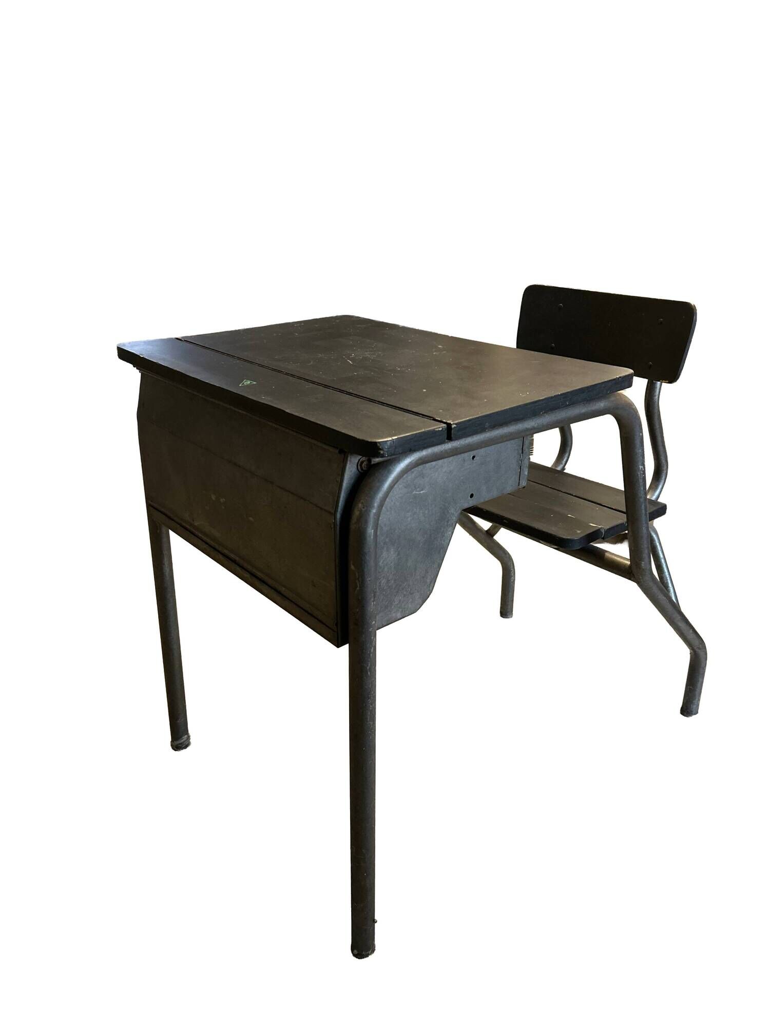 Vintage 1950s school desk / student desk – wood & metal