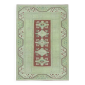 Tapis de zone vintage turc Oushak fait main en laine et coton beige des années 1970 158x229