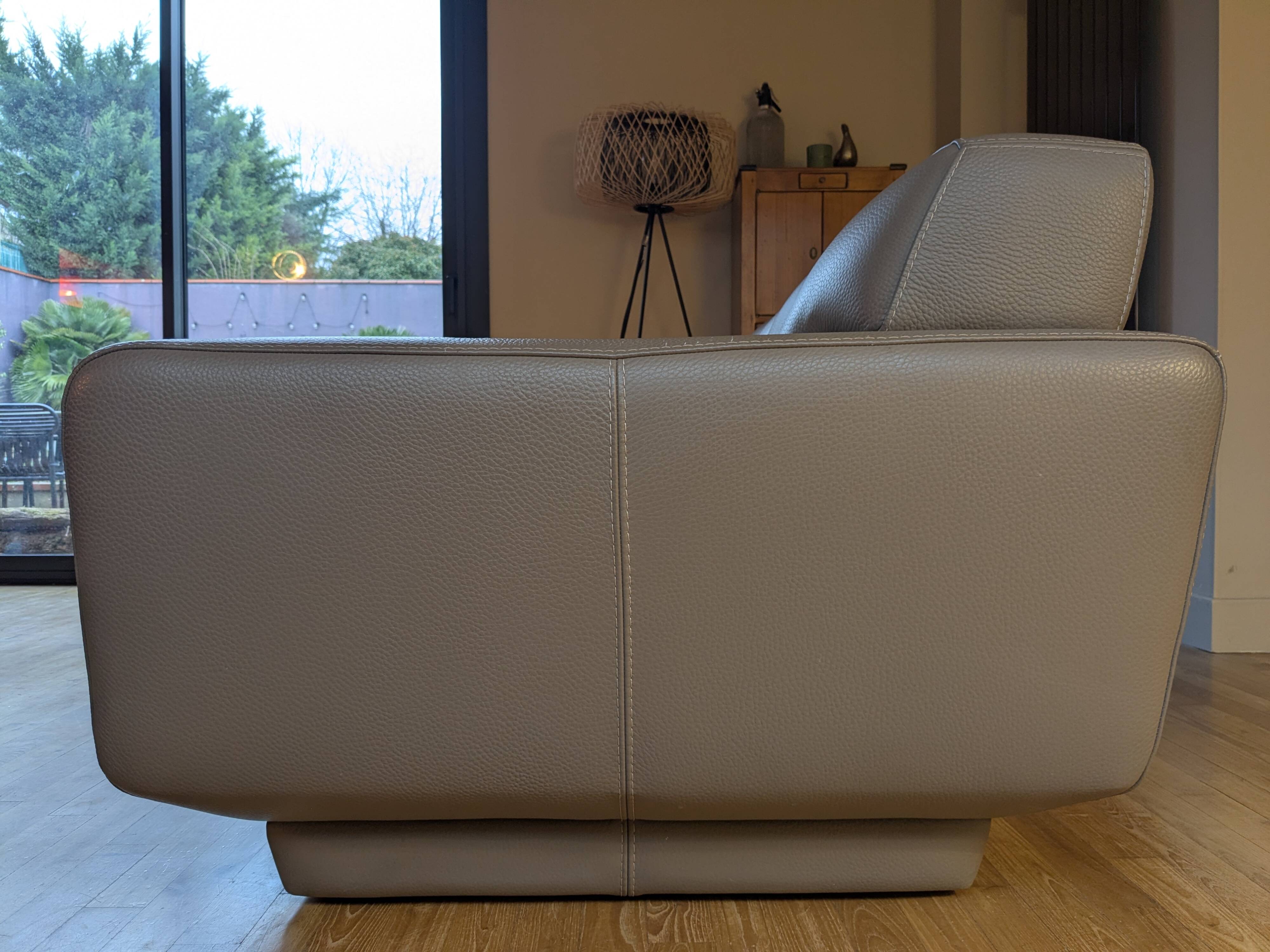 Grey leather sofa Rochebobois