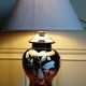 Japanese-style lamp in black ceramic & wood with organic 80's decor