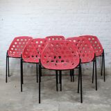 Set of 6 "Deauville" chairs by Pierre Guariche for Meurop
