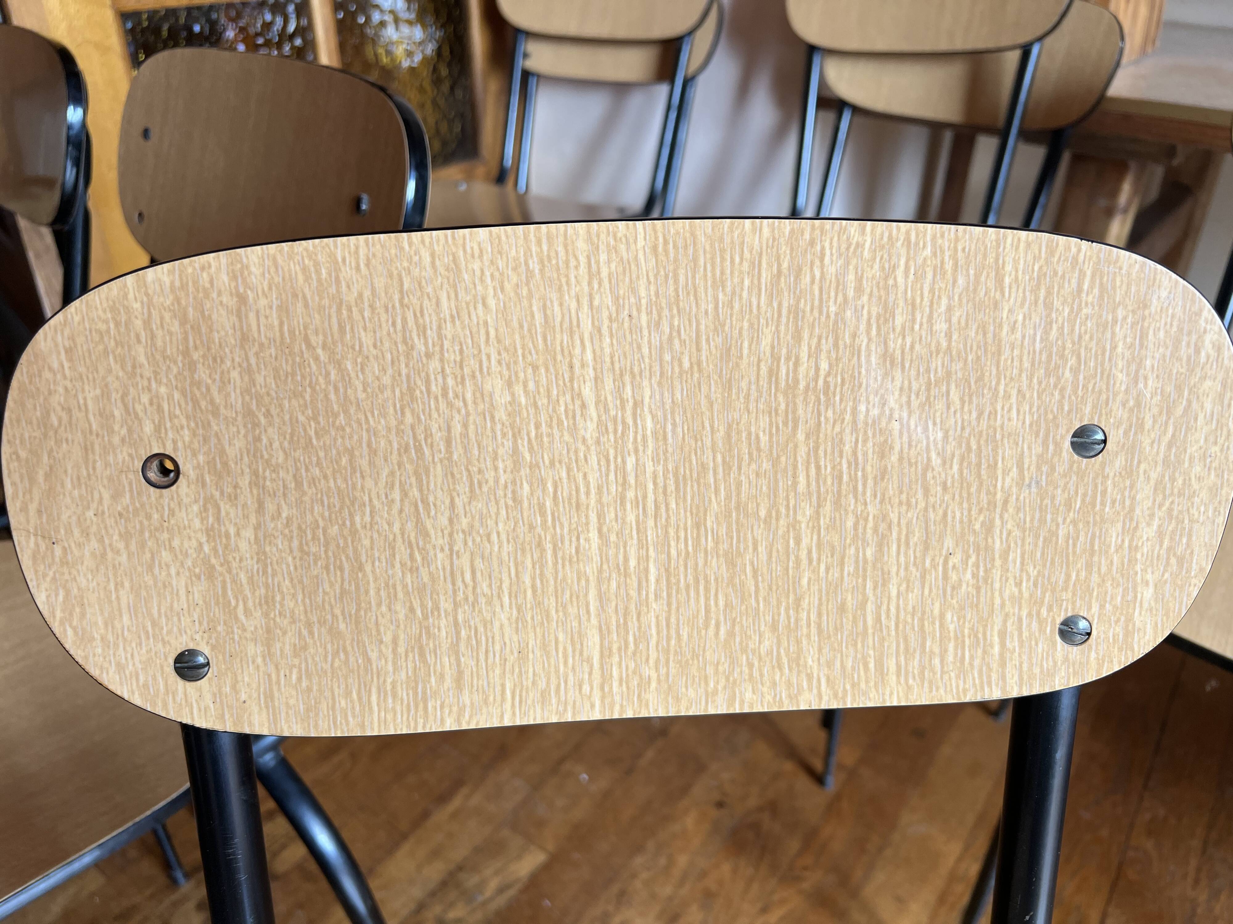 Set of 8 vintage Formica and metal chairs, 1960s-70s.