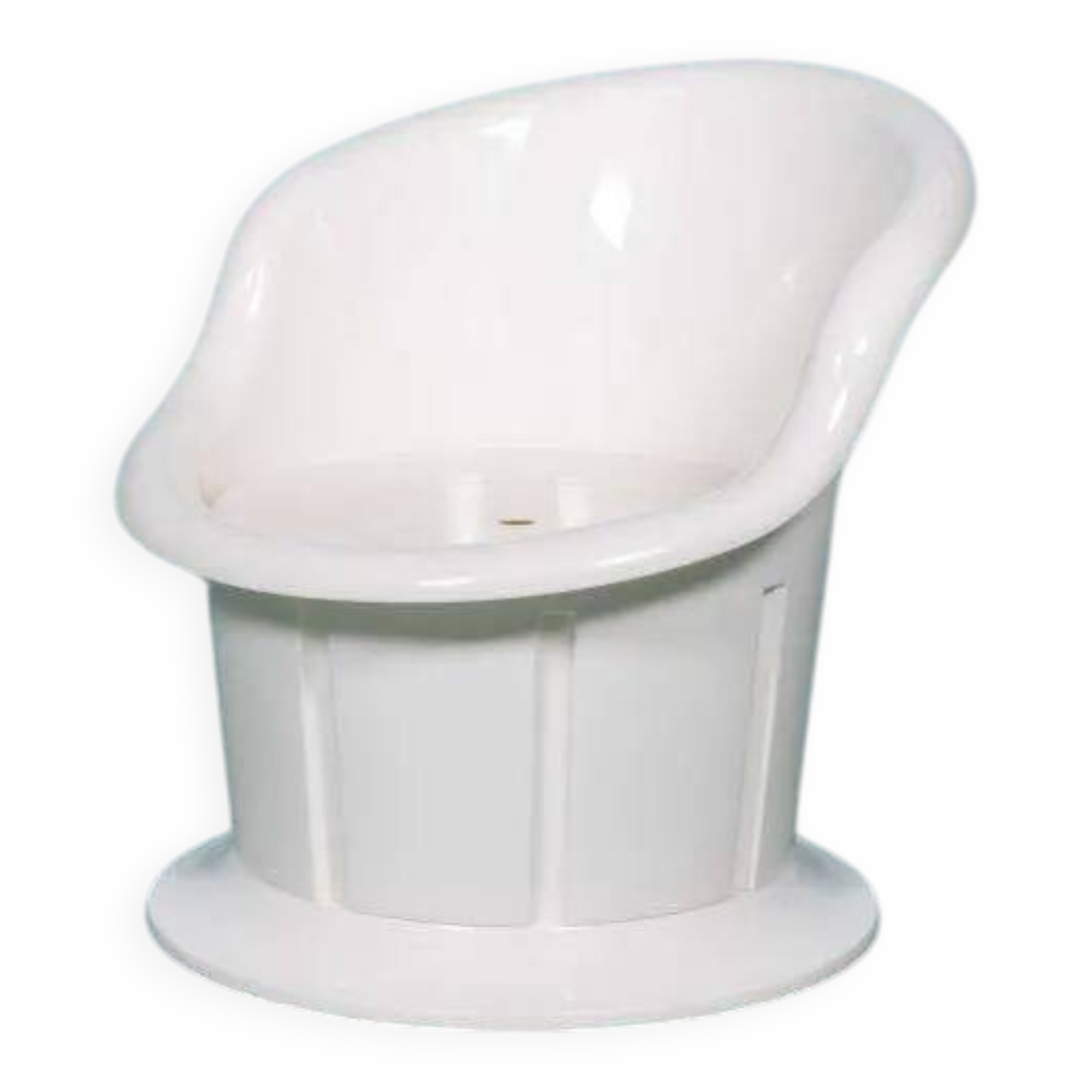 Space-age shell chair with storage, Ikea Popptorp chair.