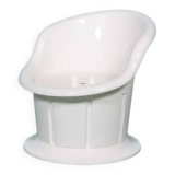 Space-age shell chair with storage, Ikea Popptorp chair.