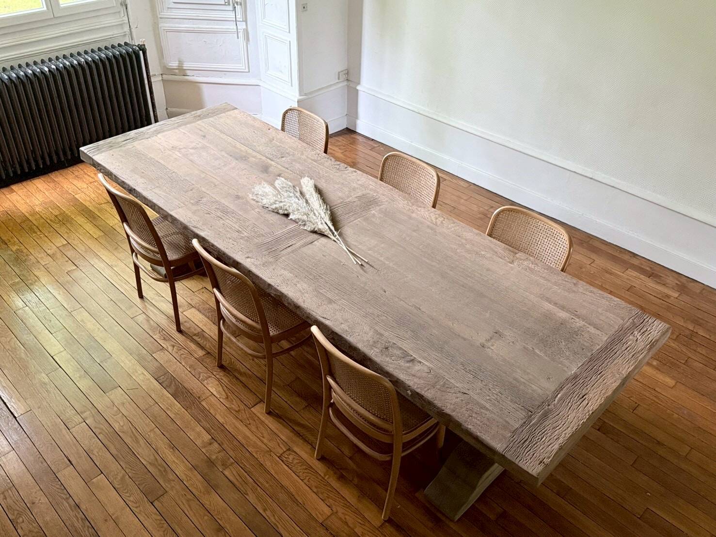 Monastery table - sun - in solid old oak - length 375 cm
