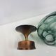 Candlestick, gold-tone brass, clear greenish glass, Austria, 1960s.