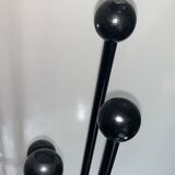 Vintage sixties iron and wood brutalist art deco standing coat rack France