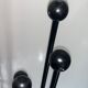 Vintage coat rack from the 1960s in iron and wood, brutalist art deco, standing, France.