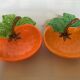 Paire de coupelles vide poche barbotine orange Japan