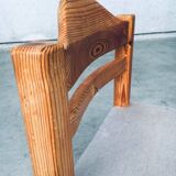 Brutalist Square Model Pine Dining Chairs, 1970s, Set of 6