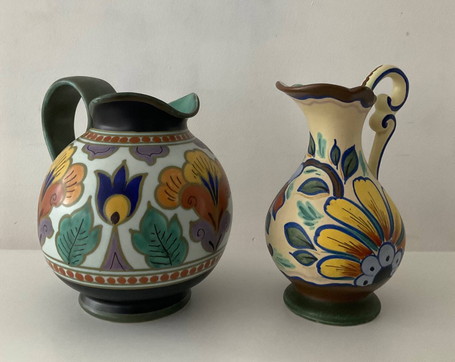 Duo of Gouda Holland ceramic vases from the 50s
