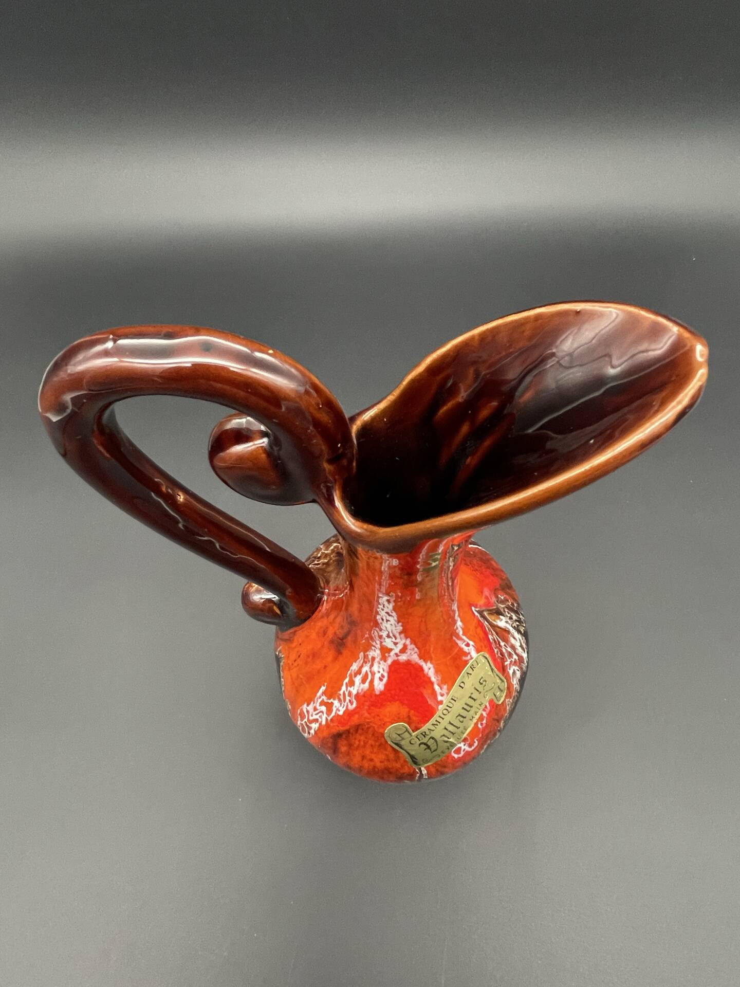 Ceramic jug from Vallauris with original label.