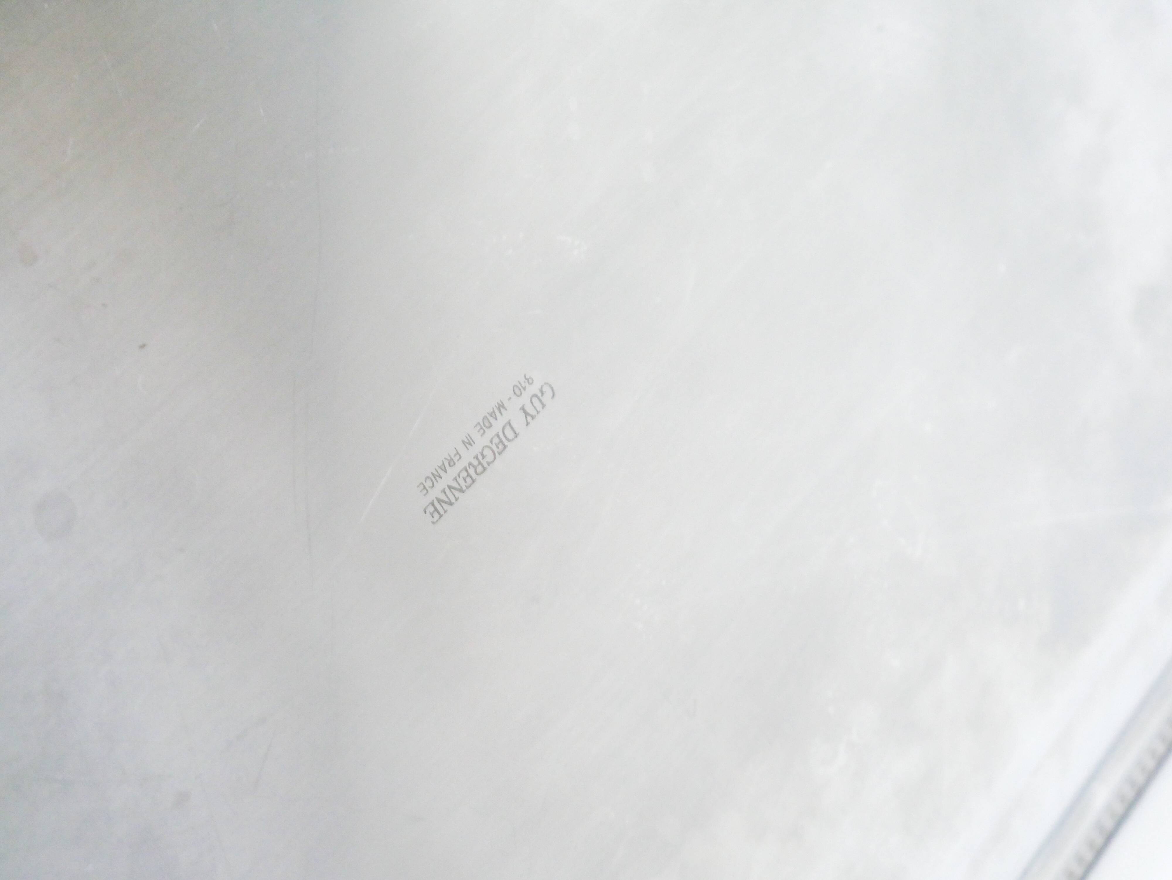 Large stainless steel tray, worked, Made in France, 1970