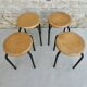 Lot de 4 tabourets d'école en bois et métal