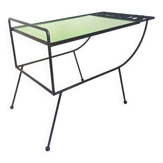 1960s side table with a lime green top, width 65.5 cm.
