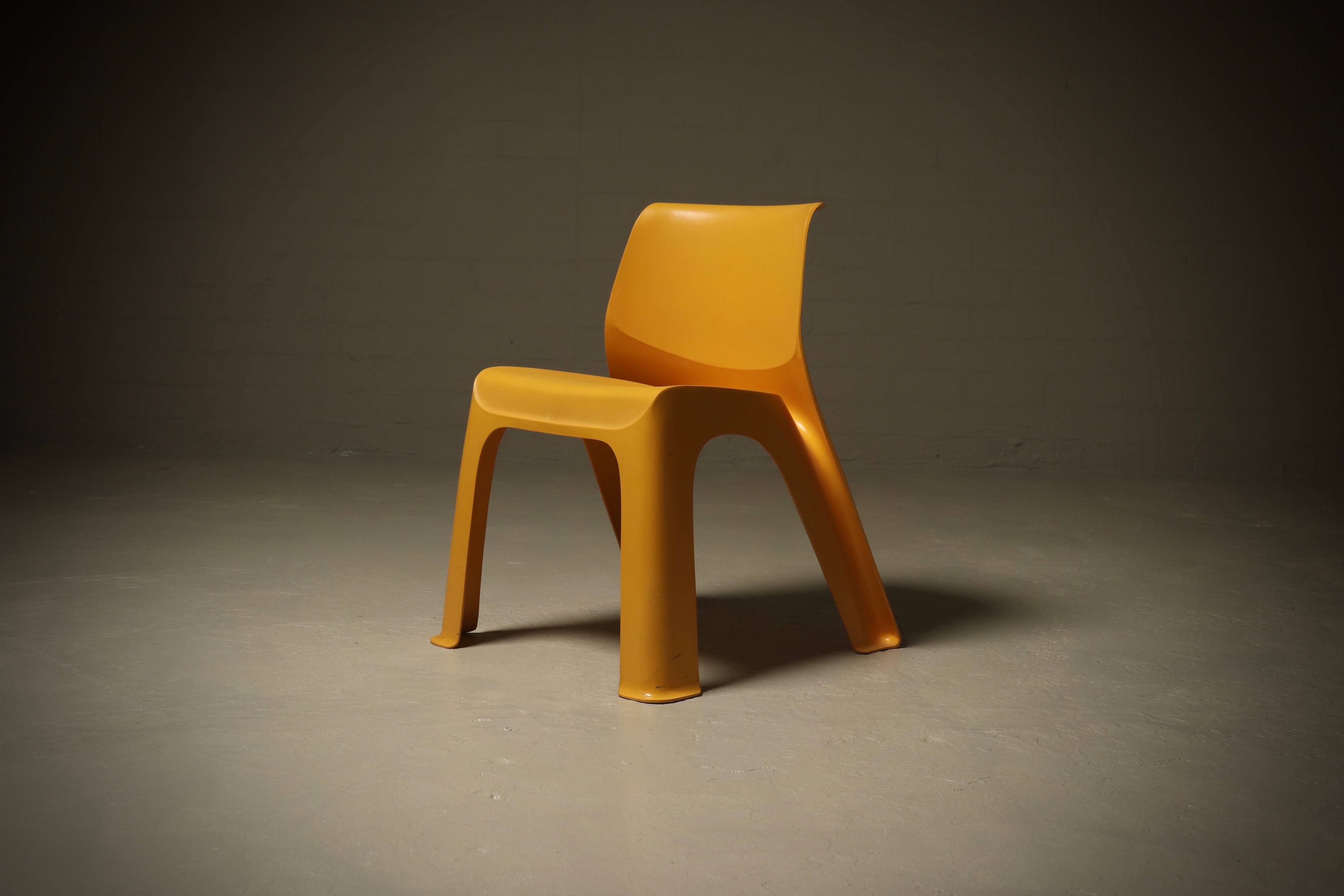 Sculptural Monobloc Chair in Yellow ABS Plastic 1970s