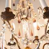 French chandelier late 19th patinated brass 6 arms