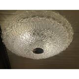 Contemporary transparent filigree flush mount in murano glass