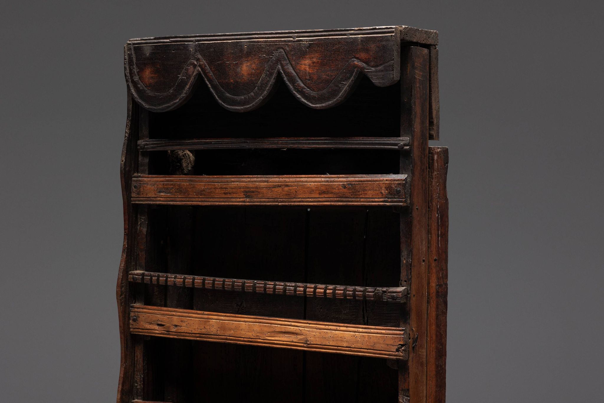 Primitive Folk Art Shelving Cupboard, France, 19th Century