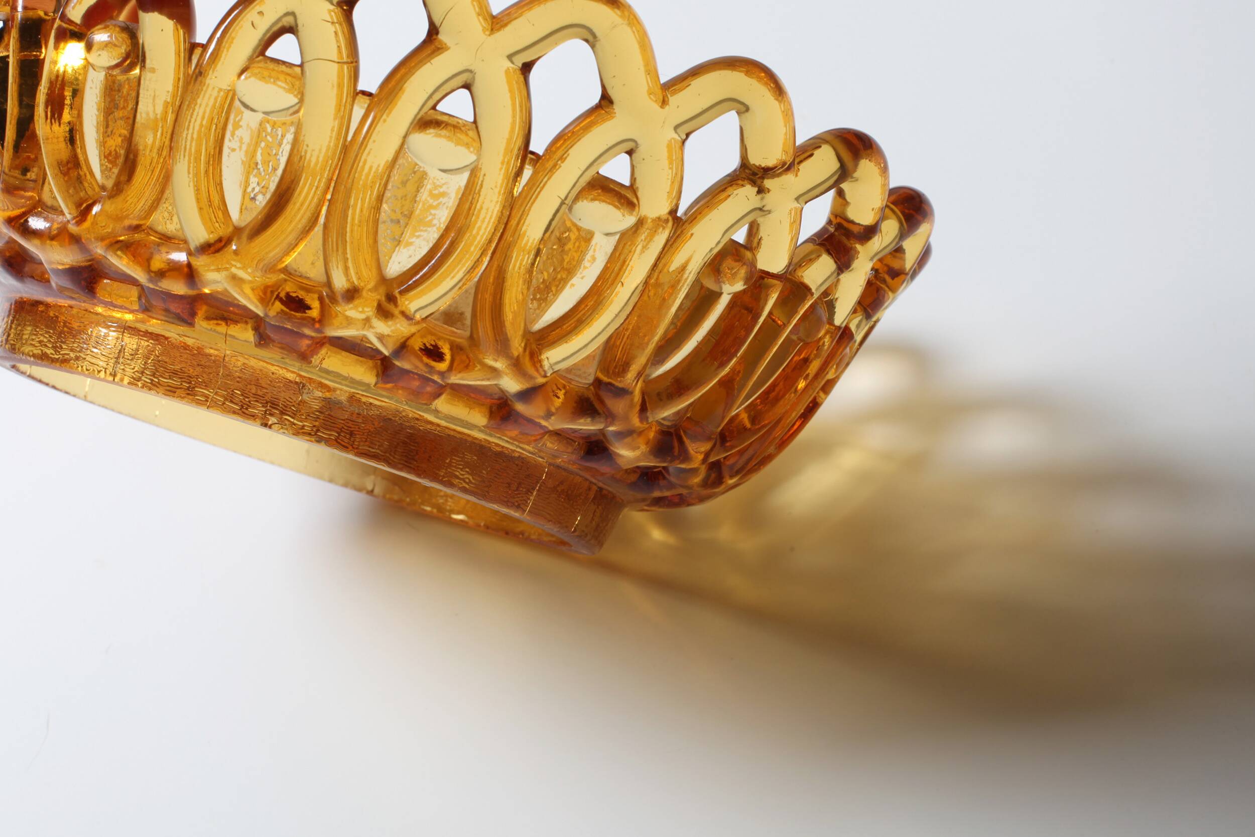 Rare Vintage Amber Honey Glass Fruit Bowl / Italy / 1950s