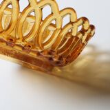 Rare Vintage Amber Honey Glass Fruit Bowl / Italy / 1950s