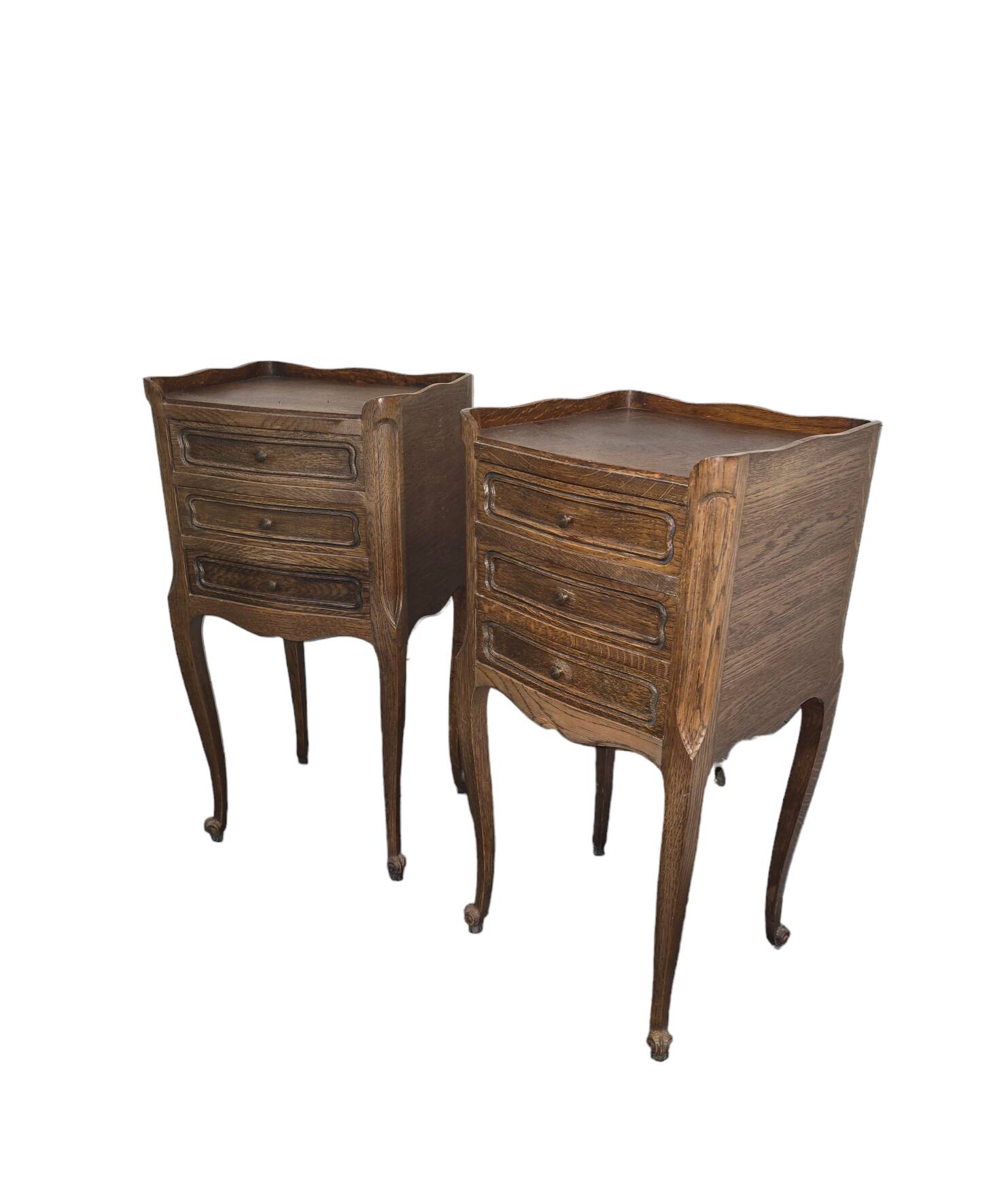 Pair of Louis XV style bedside tables in oak