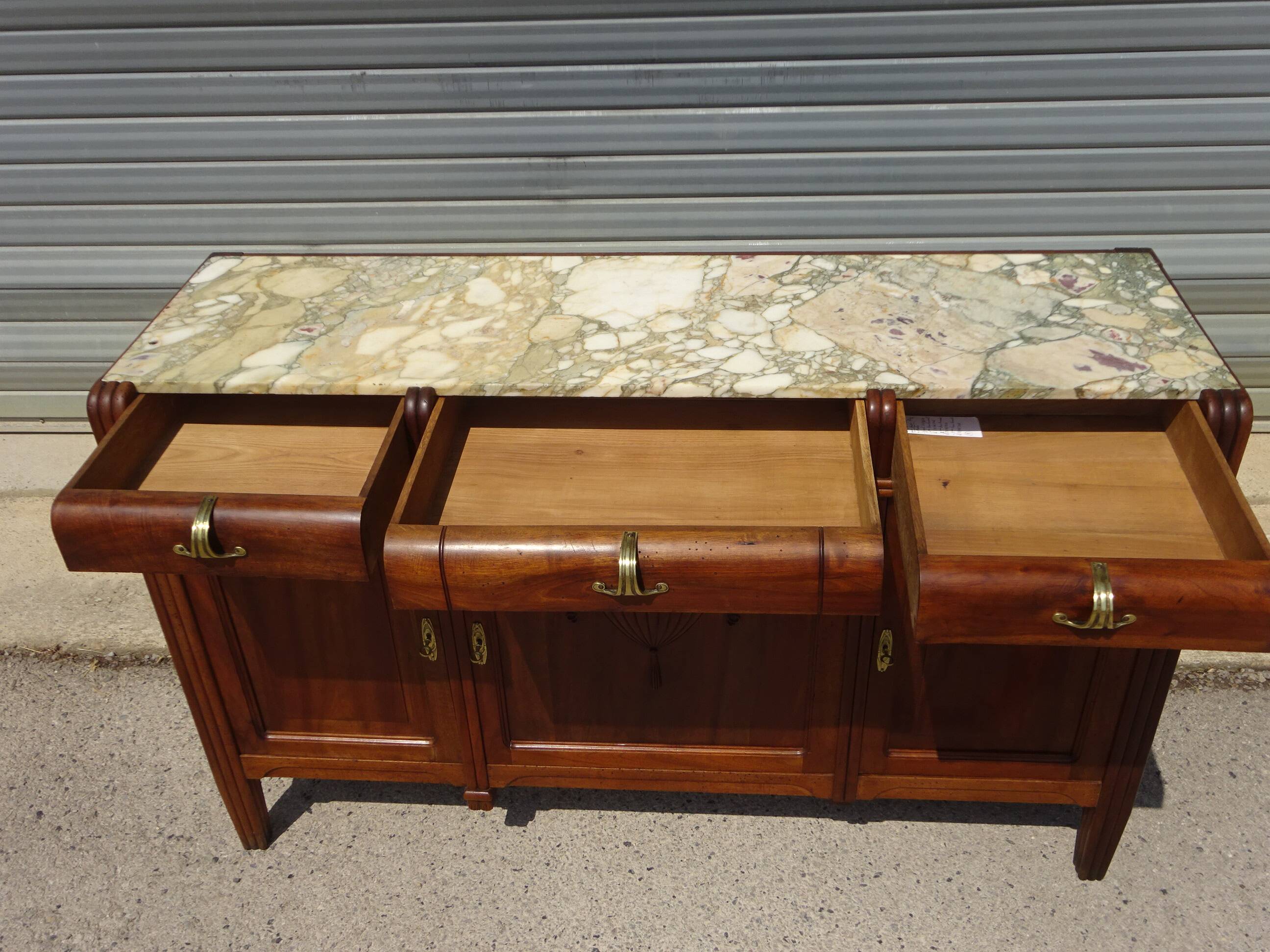 Art Deco sideboard in walnut with a marble top