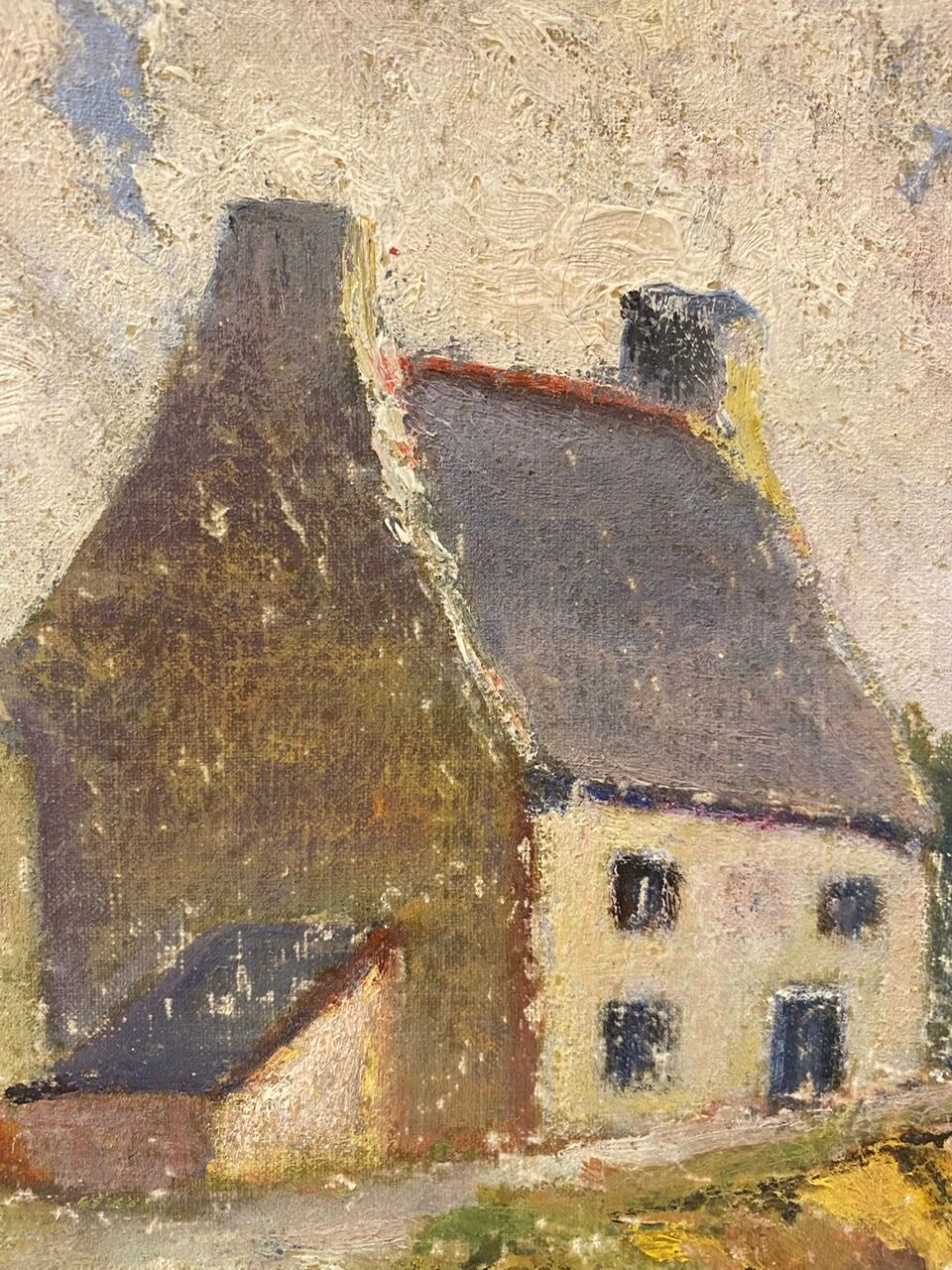 Tableau ancien , paysage breton xx siècle