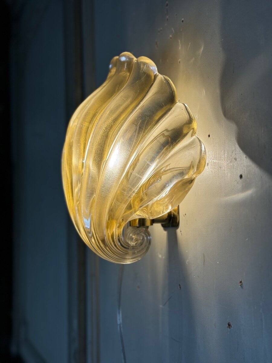 Venetian Wall Lamp in Gilded Murano Glass Circa 1980