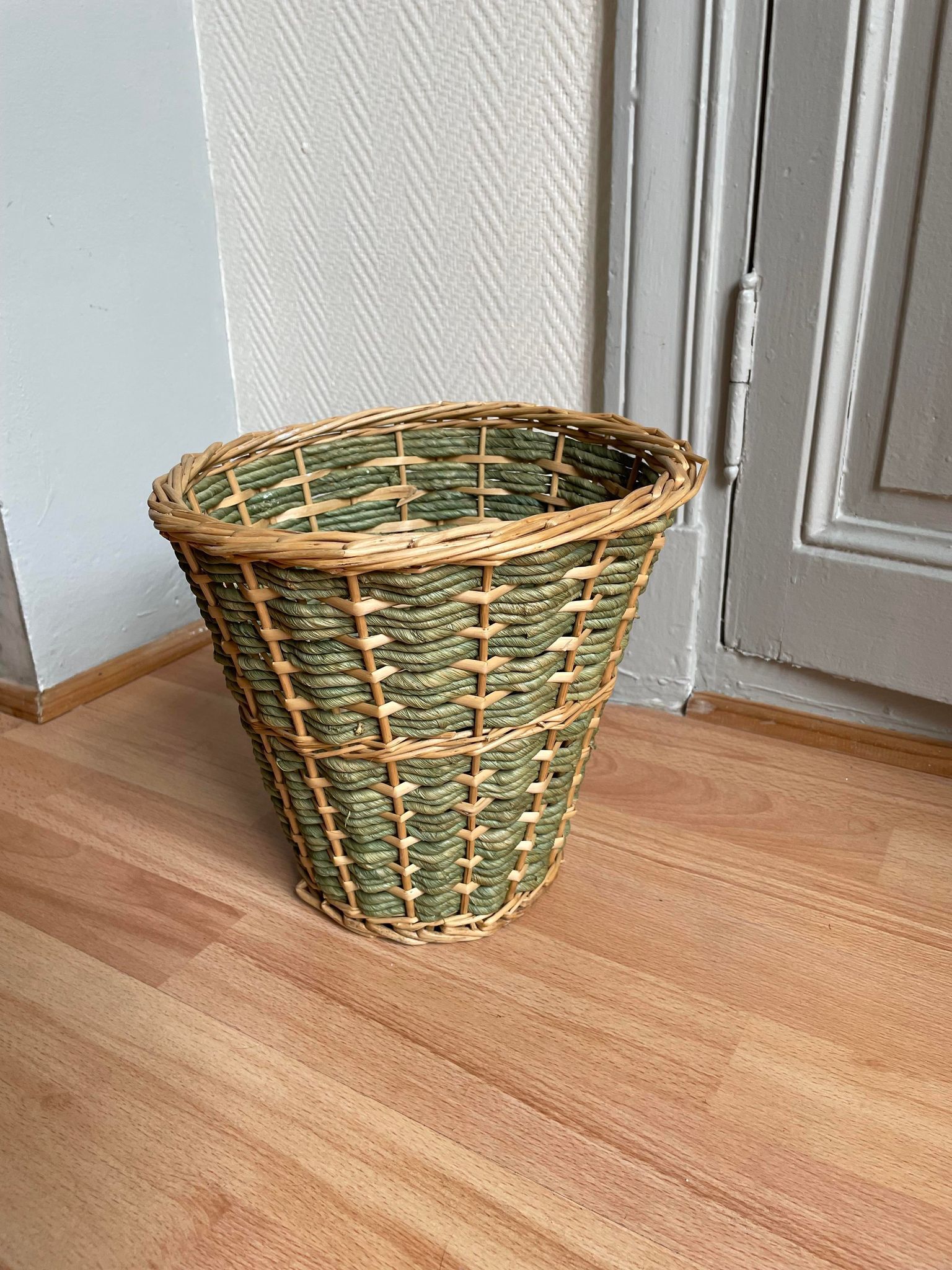 Green wicker basket