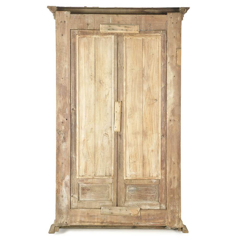 Ancienne porte indienne à deux battants en bois massif