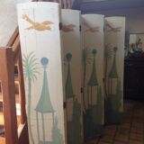 Paravent art deco bois peint