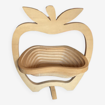 Apple-shaped wooden basket