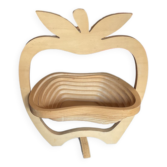 Apple-shaped wooden basket