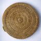 Circular rattan and brass tray, Italy, 1970s, 38 cm diameter